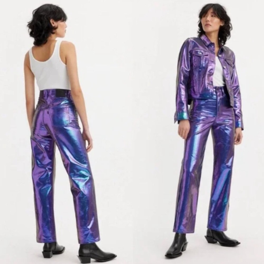 NWOT Levi's Premium Candy Coated Ribcage Straight Ankle Jeans in Purple size 25